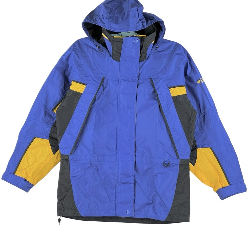 Columbia Sportwear Women's Active Outdoor Blue Windbreaker Hooded Jacket Size S